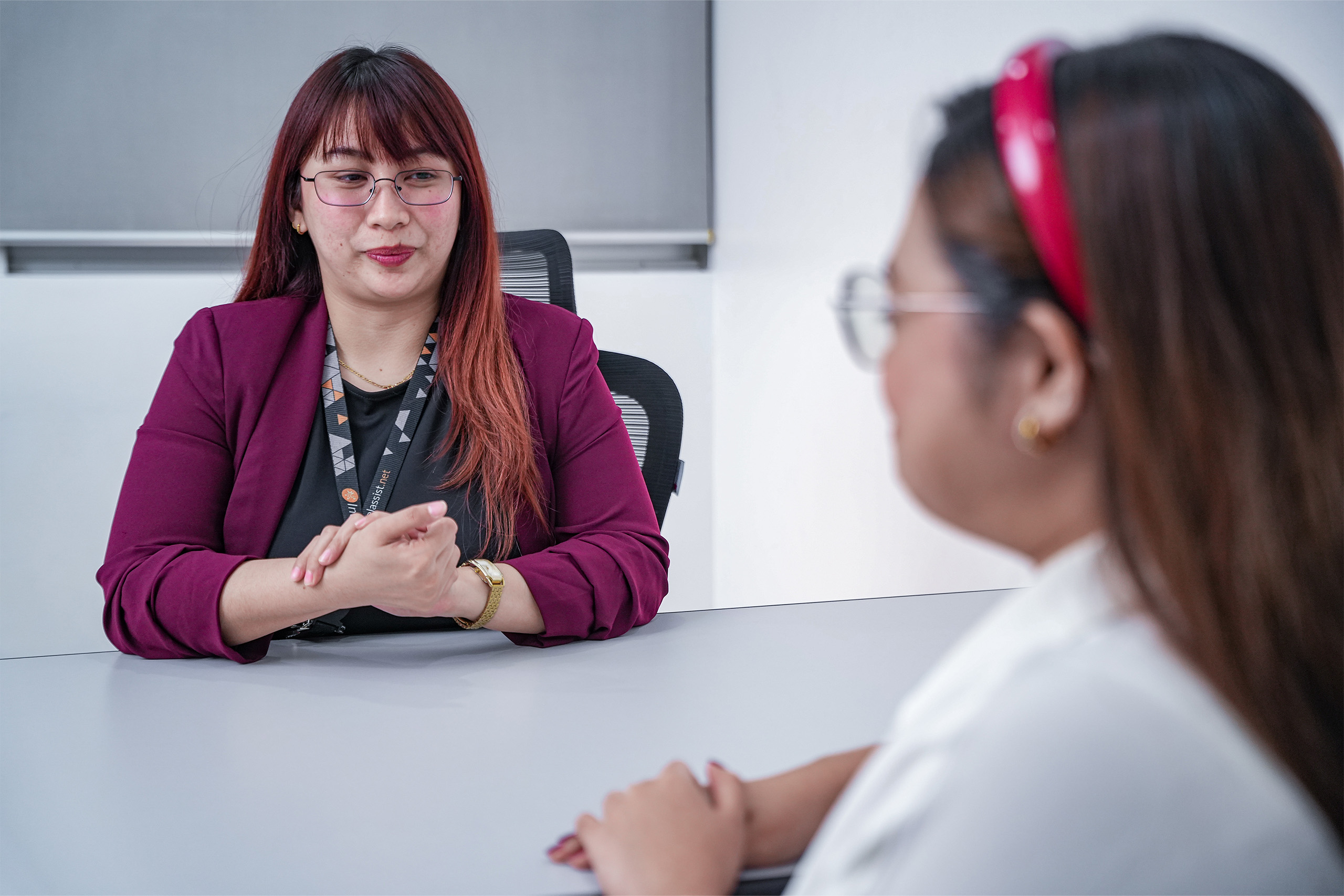 Team members collaborating in a workplace